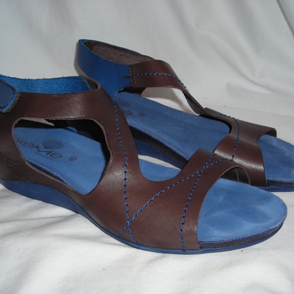 Take Me Spanish Made sandals Blue Brown 40 / 9.5 - Picture 2 of 4